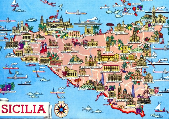Mapa da Sicília - Itália