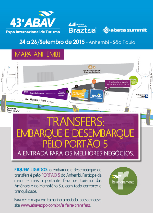 Transfers para a Expo internacional de turismo ABAV 2015