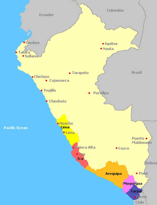 Peru Wine Region Map-660